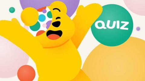 Pudsey Bear on a bubbly background