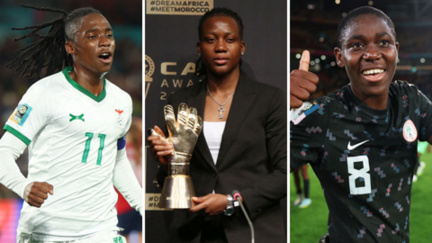 Barbra Banda of Zambia, Chiamaka Nnadozie and Asisat Oshoala of Nigeria