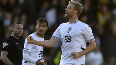 Jayden Stockley celebrates after scoring for Port Vale