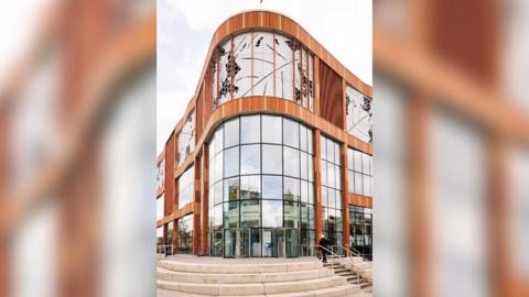 An exterior image of the entrance to Nottingham Central Library