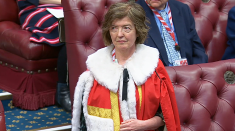 Sue Gray in red robes in the chamber of the House of Lords