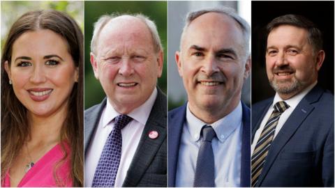 Sorcha Eastwood, Jim Allister, Alex Easton and Robin Swann