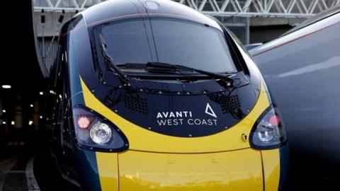 Avanti West Coast train waiting at a railway station 