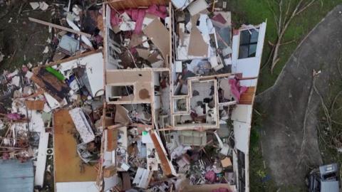 Debris of destroyed house in St. Lucie, Florida