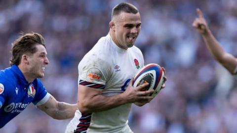 Ben Earl smiling with the ball