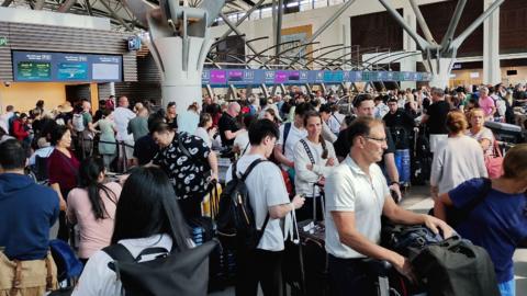 People in a busy airport