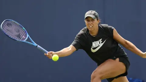 Madison Keys hits a shot
