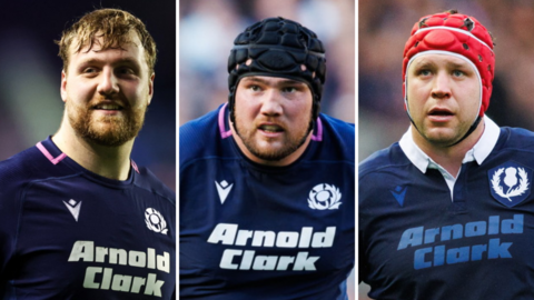 (L-R) Max Williamson, Zander Fagerson and Grant Gilchrist