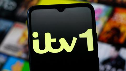 ITV1 logo shows on a phone screen
