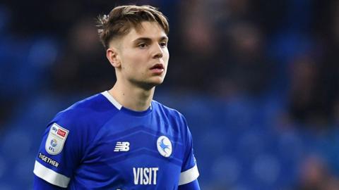 Cian Ashford in action for Cardiff City