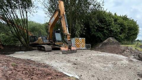 Plant machinery on site near the RIver Derwent