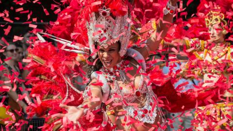 A dancer taking part in the Notting Hill Carnival