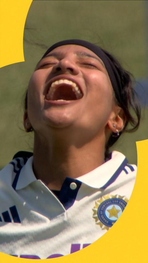 Sneh Rana after getting the last wicket 