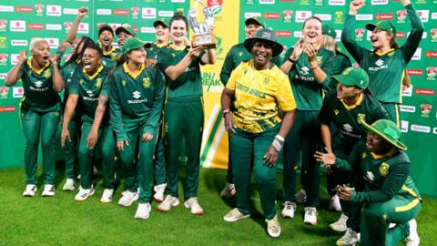 South Africa with the ODI series trophy
