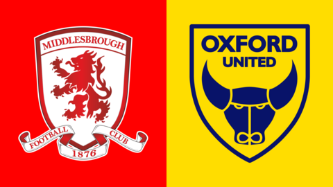 The club badges of Middlesbrough and Oxford United side by side