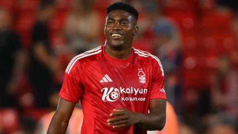 Taiwo Awoniyi of Nottingham Forest in action. 