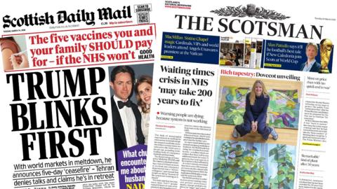 Front pages of the Scottish Daily Mail and The Scotsman