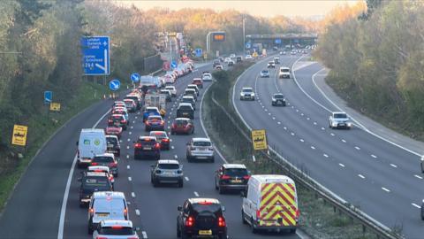 Traffic moving slowly on the M23