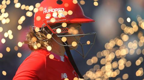 Welsh Fire captain Tammy Beaumont walks out to bat in the 2024 final of The Hundred