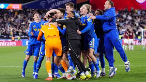 Leeds players celebrate