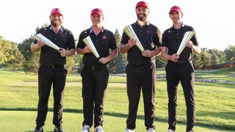 Tyrrell Hatton, Caleb Surratt, Jon Rahm and Tom McKibbin 
