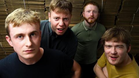 The four men in the post-punk beat combo known as Morton Betts.