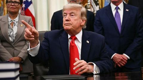 US President Donald Trump at the Oval Office.