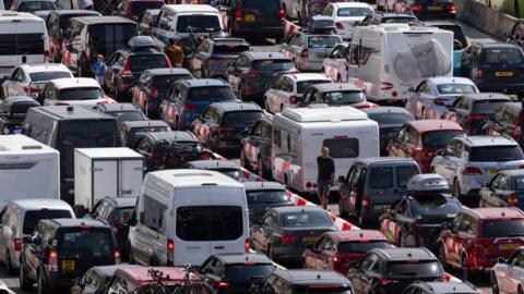 Vehicles queuing at the Port of Dover in 2022.