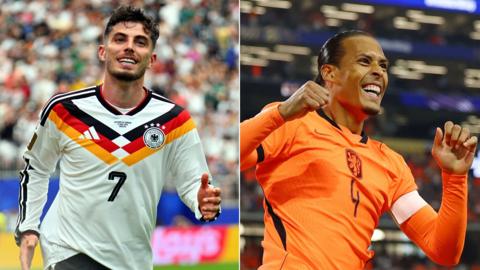 Germany's Kai Havertz and Netherlands' Virgil Van Dijk celebrate scoring goals