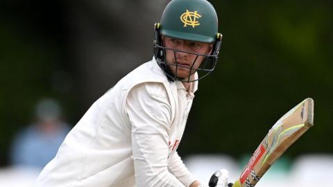 Lyndon James batting