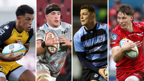 Dragons' Rio Dyer, Ospreys' Morgan Morse, Cardiff's Callum Sheedy and Scarlets' Ellis Mee