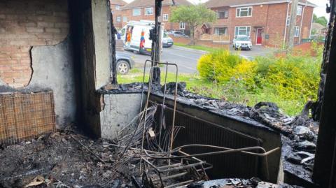 Fire damaged house