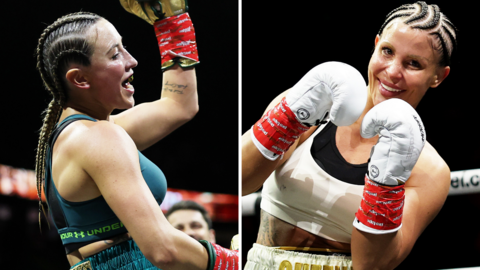 Jae Jones and Sheena Bathory celebrating wins in the ring