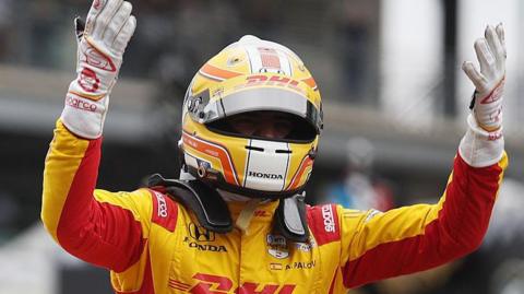 Alex Palou celebrates