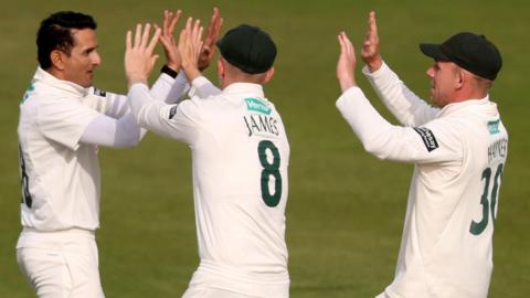 Nottinghamshire celebrate wicket