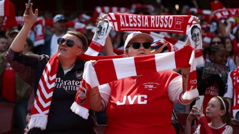 Arsenal fans at a WSL game at Emirates Stadium