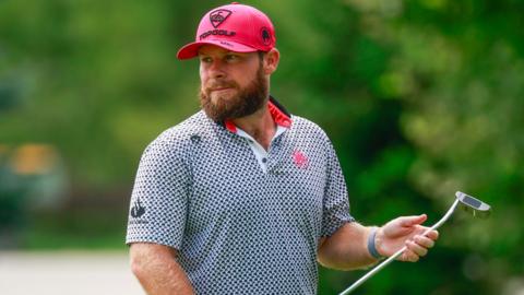 Tyrrell Hatton of Legion XIII concentrates on the 11th hole during day two of LIV Golf Indianapolis 