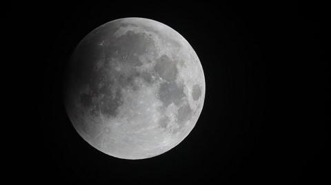 The Moon, surrounded by black space. 