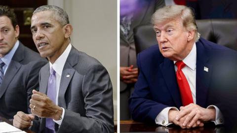 Obama and Trump in a composite image