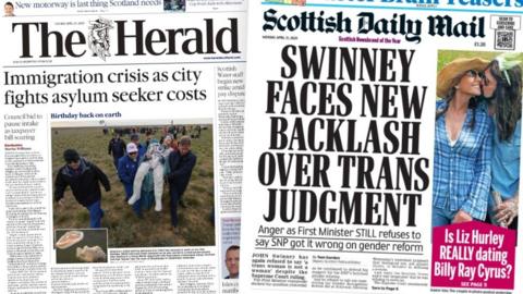 A composite image of The Herald and Scottish Daily Mail front pages 