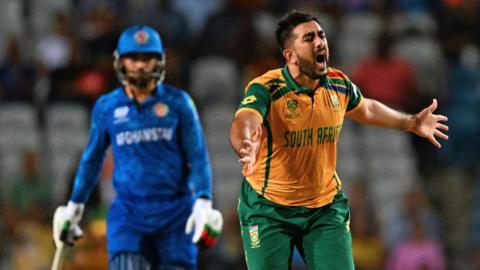 Afghanistan batter Karim Janat and South Africa bowler Tabraiz Shamsi (library picture)