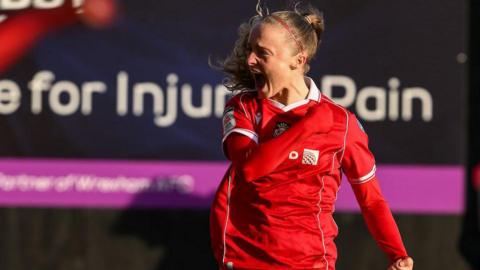 Wrexham's Katie Barker celebrates