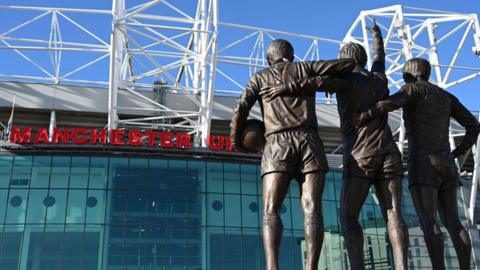 A view of the exterior of Old Trafford