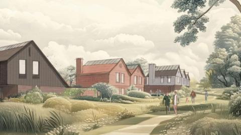 An artist's impression of new homes which were proposed for sites in Stansted Mountfitchet and Birchanger