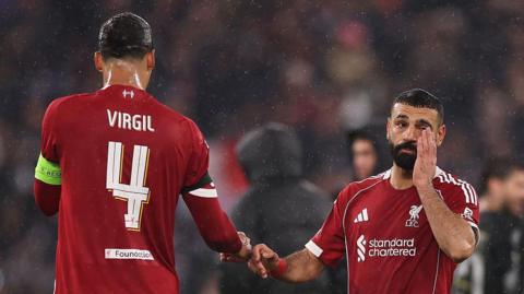 Virgil van Dijk and Mohamed Salah playing for Liverpool