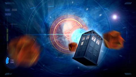 Graphic of the Tardis in space