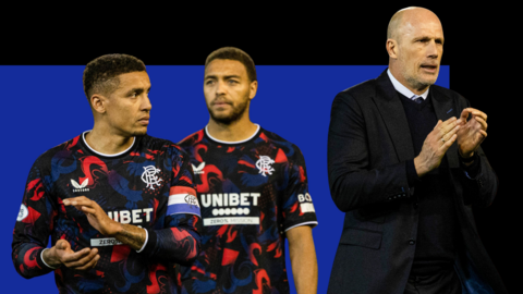 Rangers manager Philippe Clement with some of his players