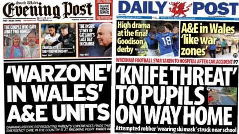 Front pages of South Wales Evening Post and Daily Post 