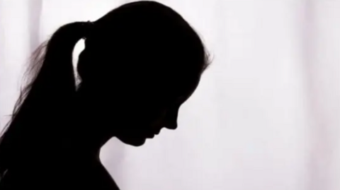 A silhouette of a person suffering domestic violence. 