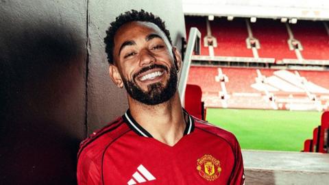 Manchester United striker Matheus Cunha pictured at Old Trafford